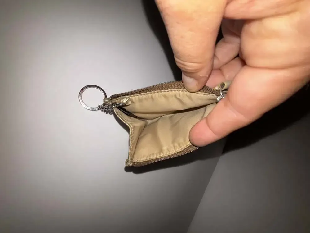 Coach Signature Canvas Key Pouch and Coin Case with Keyring